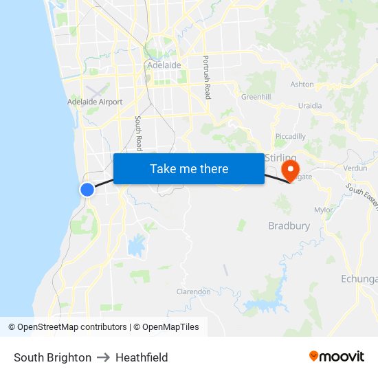 South Brighton to Heathfield map