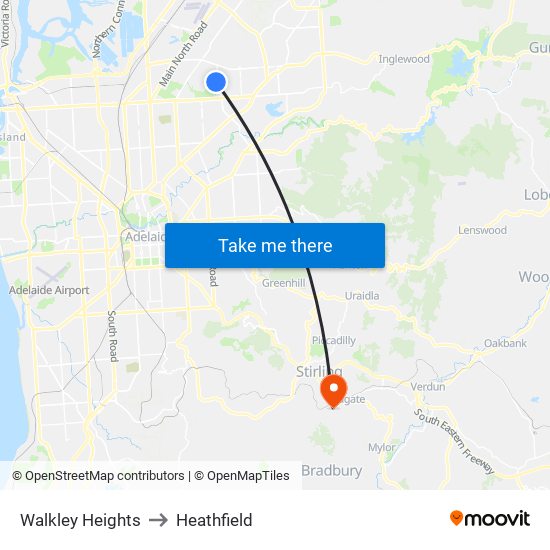 Walkley Heights to Heathfield map