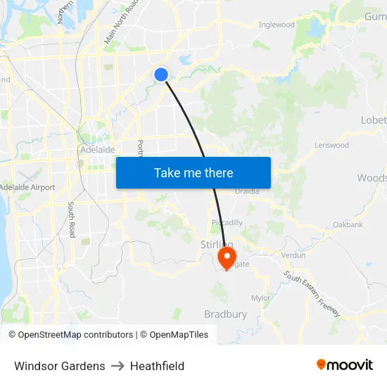 Windsor Gardens to Heathfield map