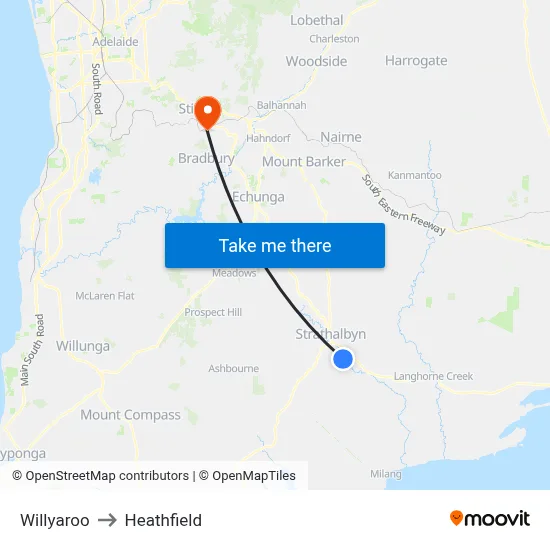 Willyaroo to Heathfield map