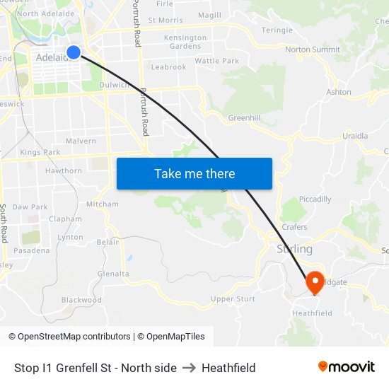 Stop I1 Grenfell St - North side to Heathfield map