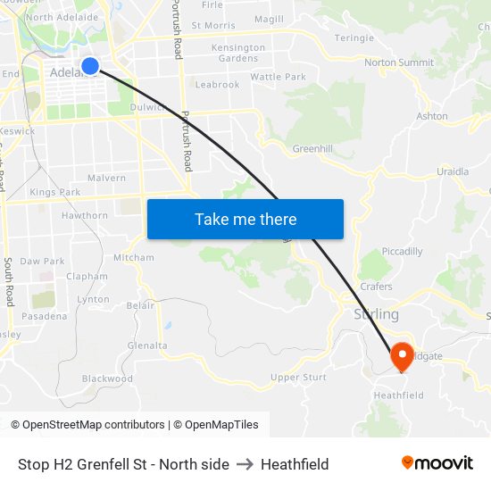 Stop H2 Grenfell St - North side to Heathfield map