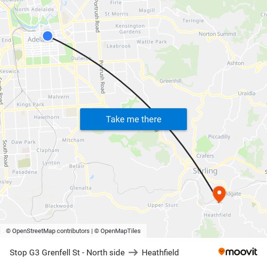 Stop G3 Grenfell St - North side to Heathfield map