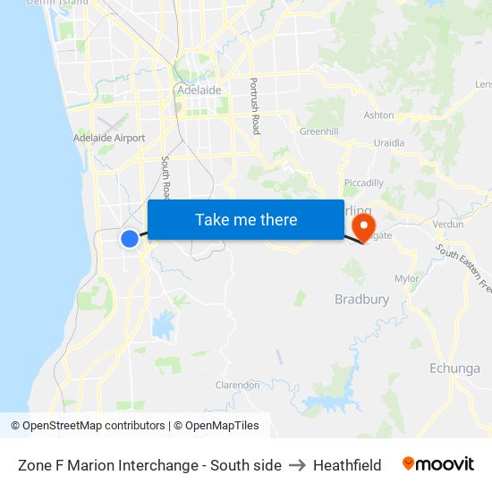 Zone F Marion Interchange - South side to Heathfield map