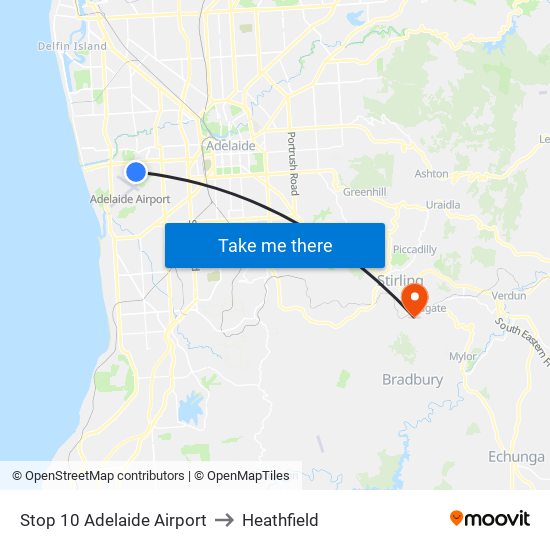 Stop 10 Adelaide Airport to Heathfield map