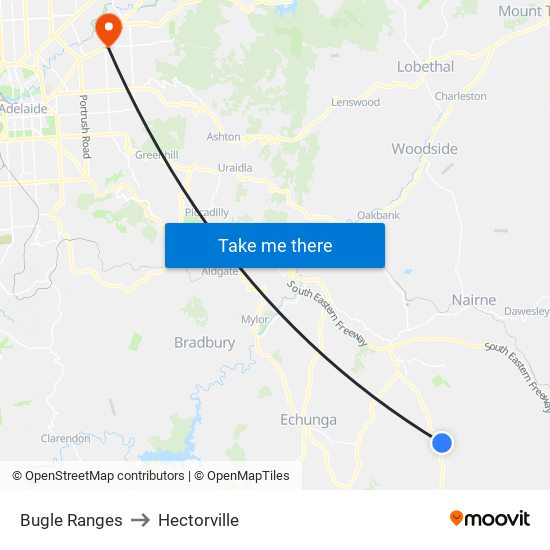 Bugle Ranges to Hectorville map