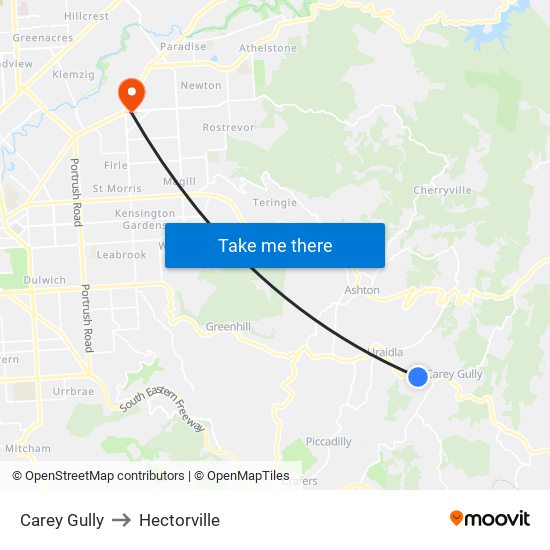 Carey Gully to Hectorville map