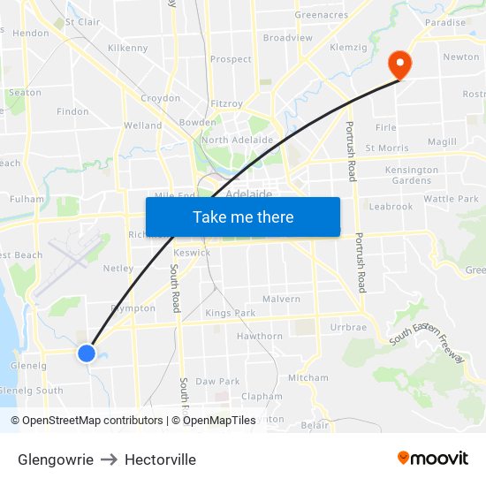 Glengowrie to Hectorville map