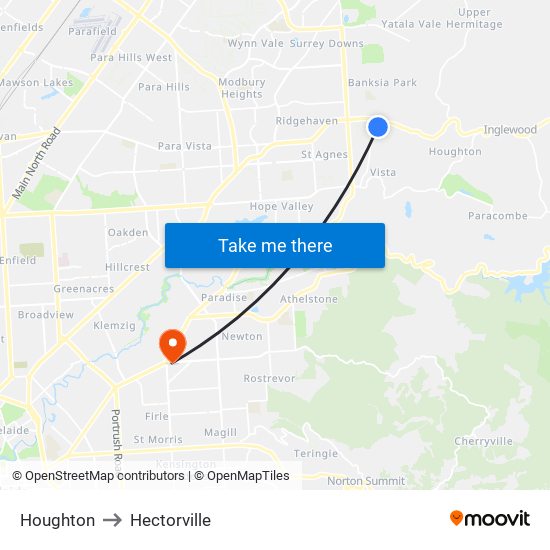 Houghton to Hectorville map