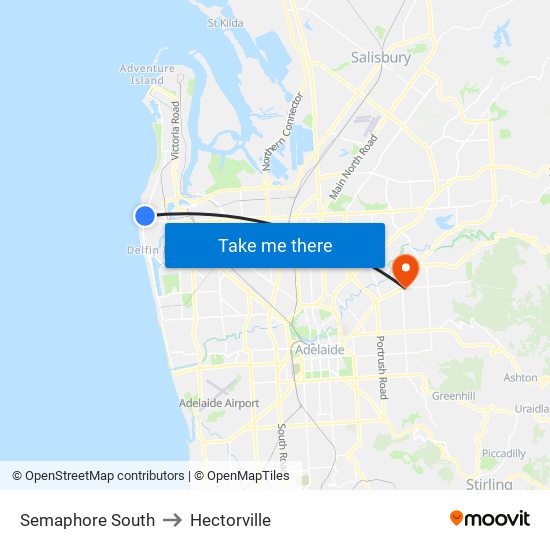 Semaphore South to Hectorville map
