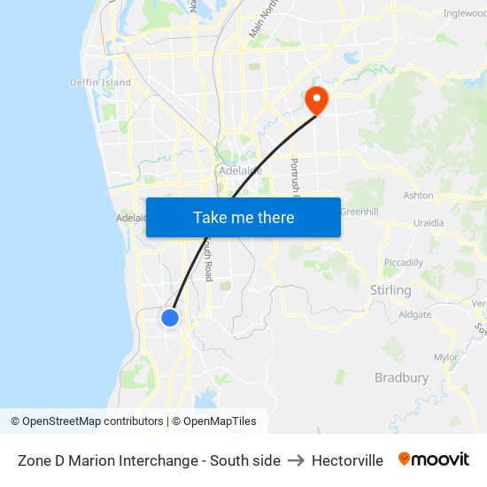 Zone D Marion Interchange - South side to Hectorville map