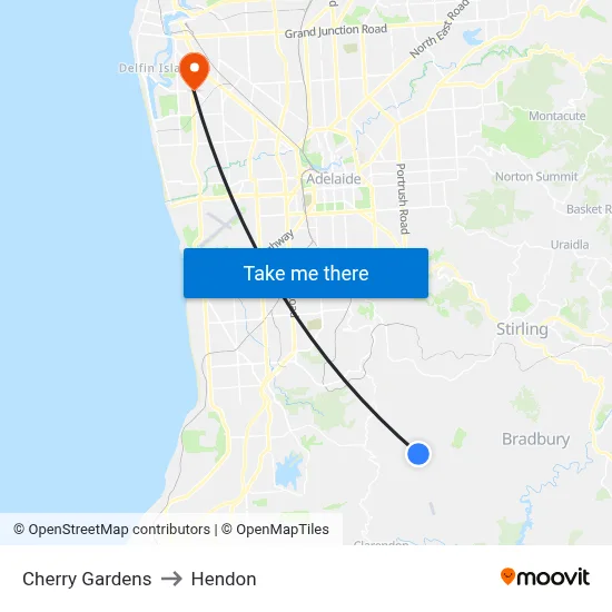 Cherry Gardens to Hendon map
