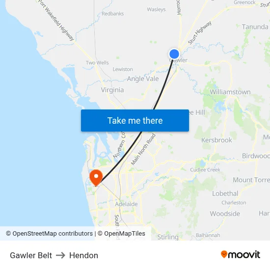 Gawler Belt to Hendon map