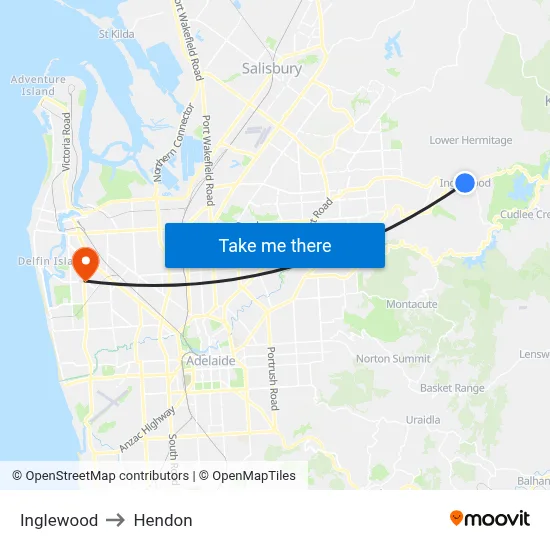 Inglewood to Hendon map