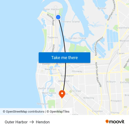 Outer Harbor to Hendon map