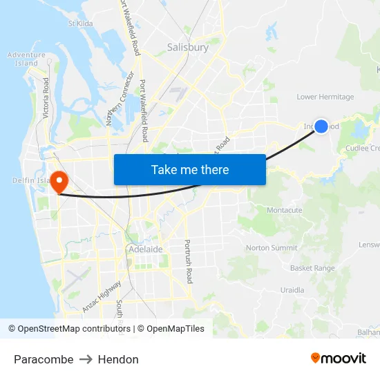 Paracombe to Hendon map