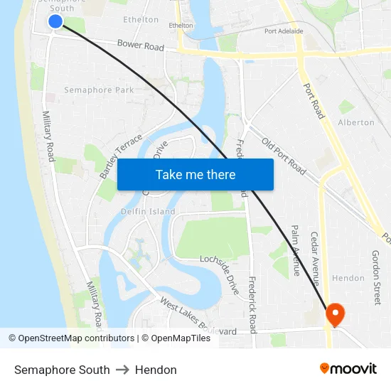 Semaphore South to Hendon map