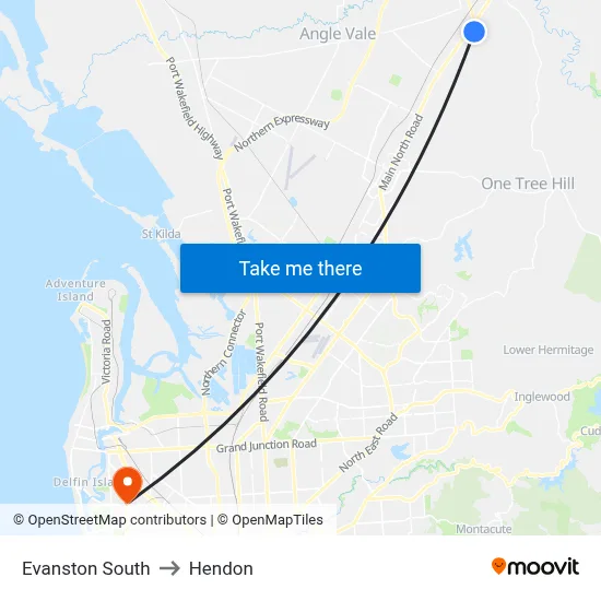 Evanston South to Hendon map