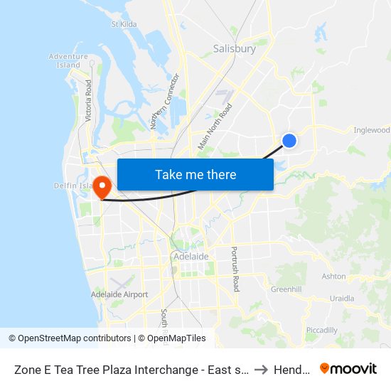 Zone E Tea Tree Plaza Interchange - East side to Hendon map