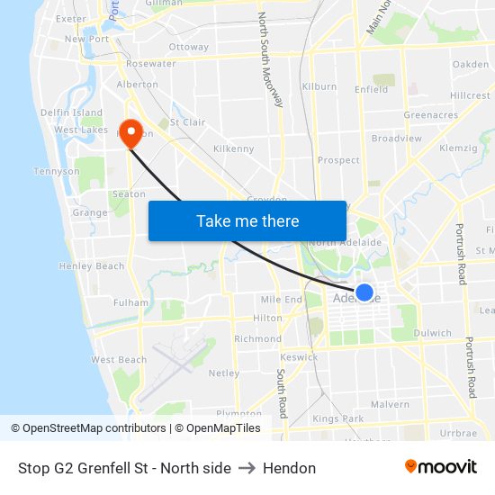 Stop G2 Grenfell St - North side to Hendon map