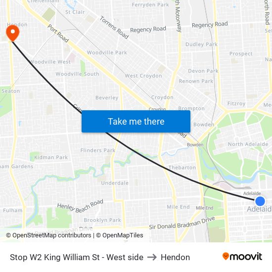 Stop W2 King William St - West side to Hendon map