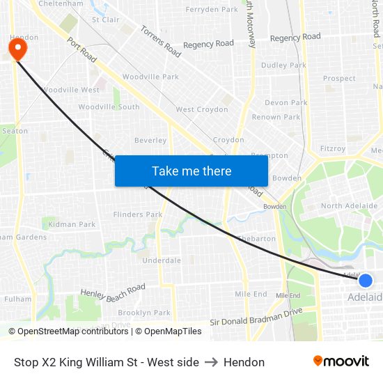 Stop X2 King William St - West side to Hendon map