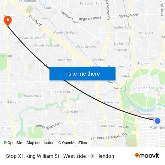 Stop X1 King William St - West side to Hendon map