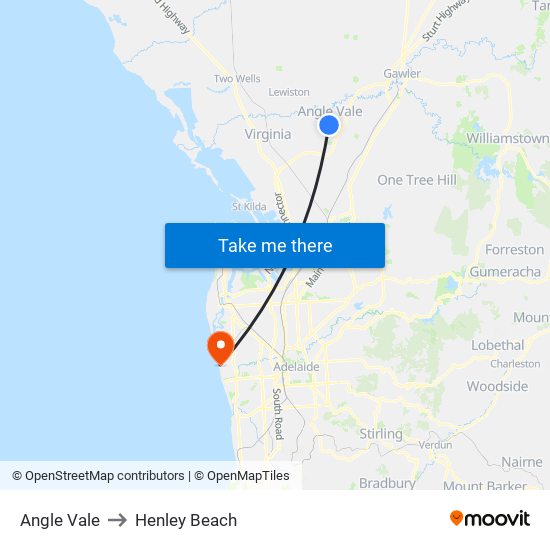 Angle Vale to Henley Beach map