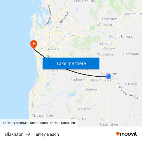 Blakiston to Henley Beach map