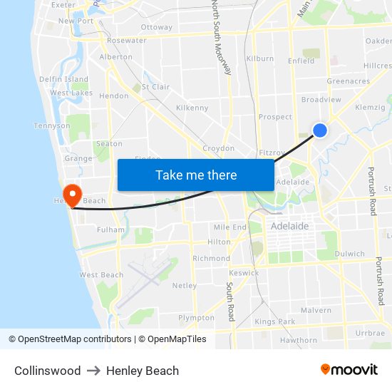 Collinswood to Henley Beach map