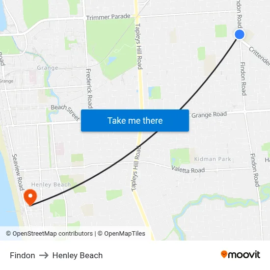 Findon to Henley Beach map