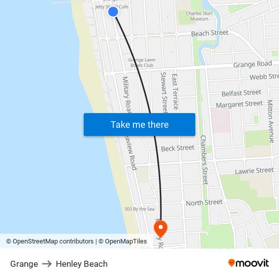 Grange to Henley Beach map