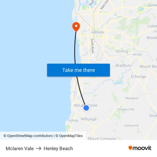 Mclaren Vale to Henley Beach map