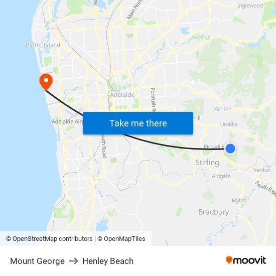 Mount George to Henley Beach map