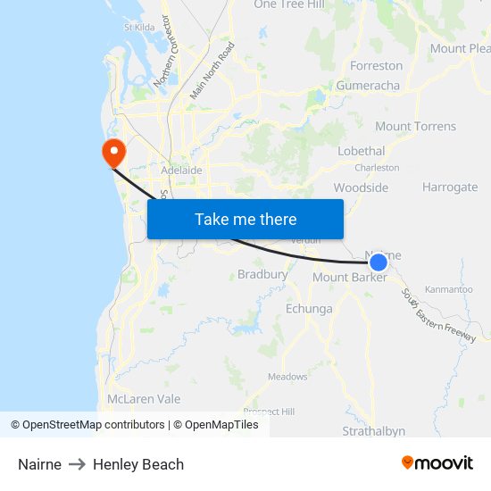 Nairne to Henley Beach map