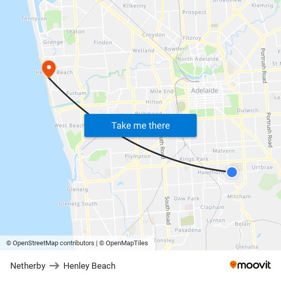 Netherby to Henley Beach map