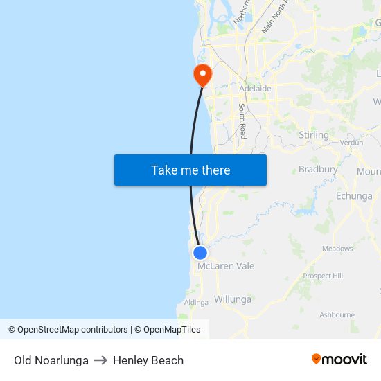 Old Noarlunga to Henley Beach map