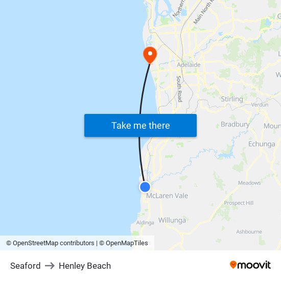 Seaford to Henley Beach map