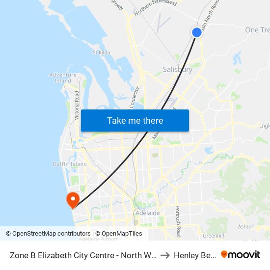 Zone B Elizabeth City Centre - North West side to Henley Beach map