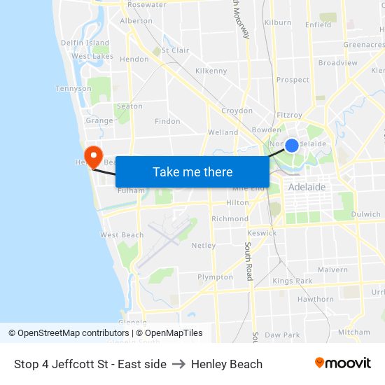 Stop 4 Jeffcott St - East side to Henley Beach map