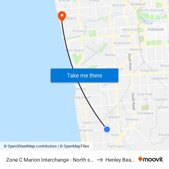 Zone C Marion Interchange - North side to Henley Beach map