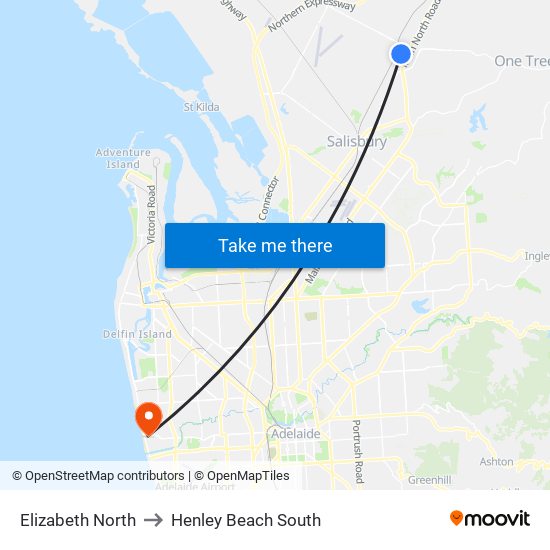 Elizabeth North to Henley Beach South map