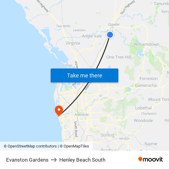 Evanston Gardens to Henley Beach South map