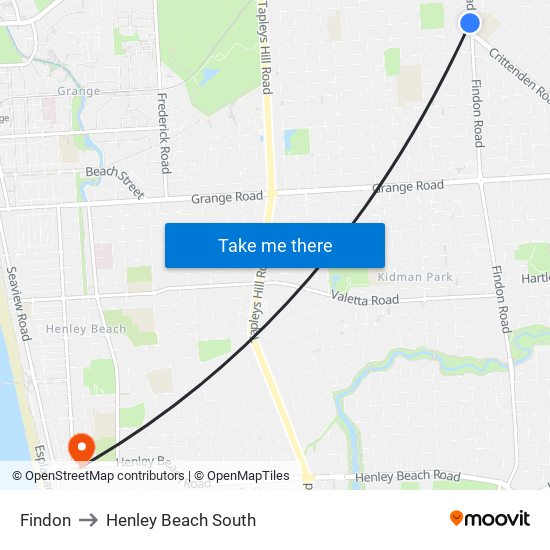 Findon to Henley Beach South map