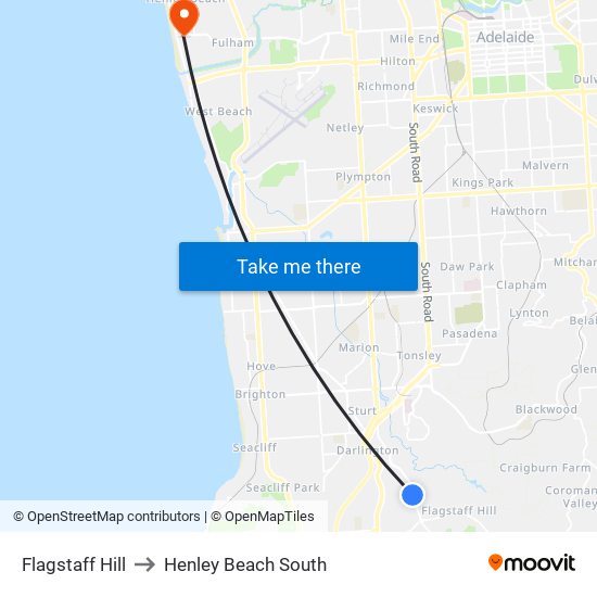 Flagstaff Hill to Henley Beach South map