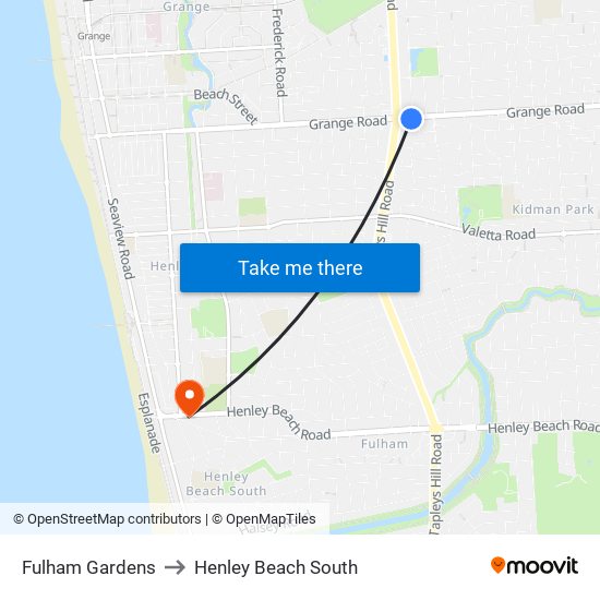 Fulham Gardens to Henley Beach South map