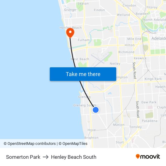 Somerton Park to Henley Beach South map