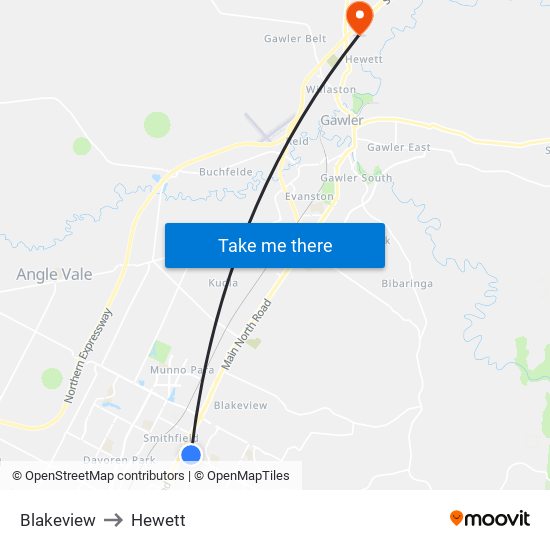 Blakeview to Hewett map