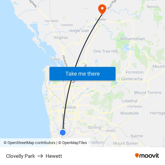 Clovelly Park to Hewett map