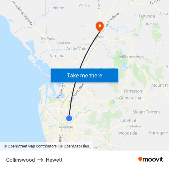 Collinswood to Hewett map